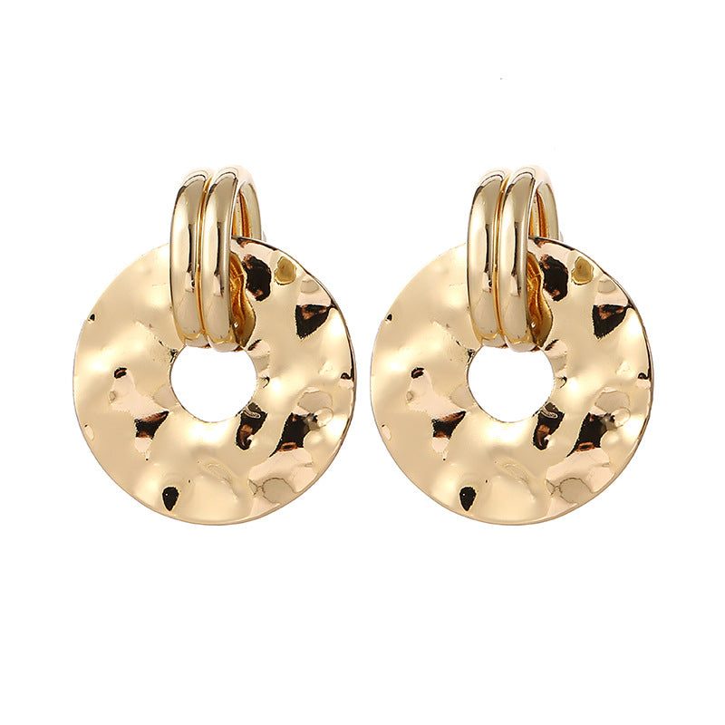 Women's elegant earrings with rustic, folded design Calm Wears-https://detail.1688.com/offer/726816325706.html-Calm Wears-Gold-Calm Wears