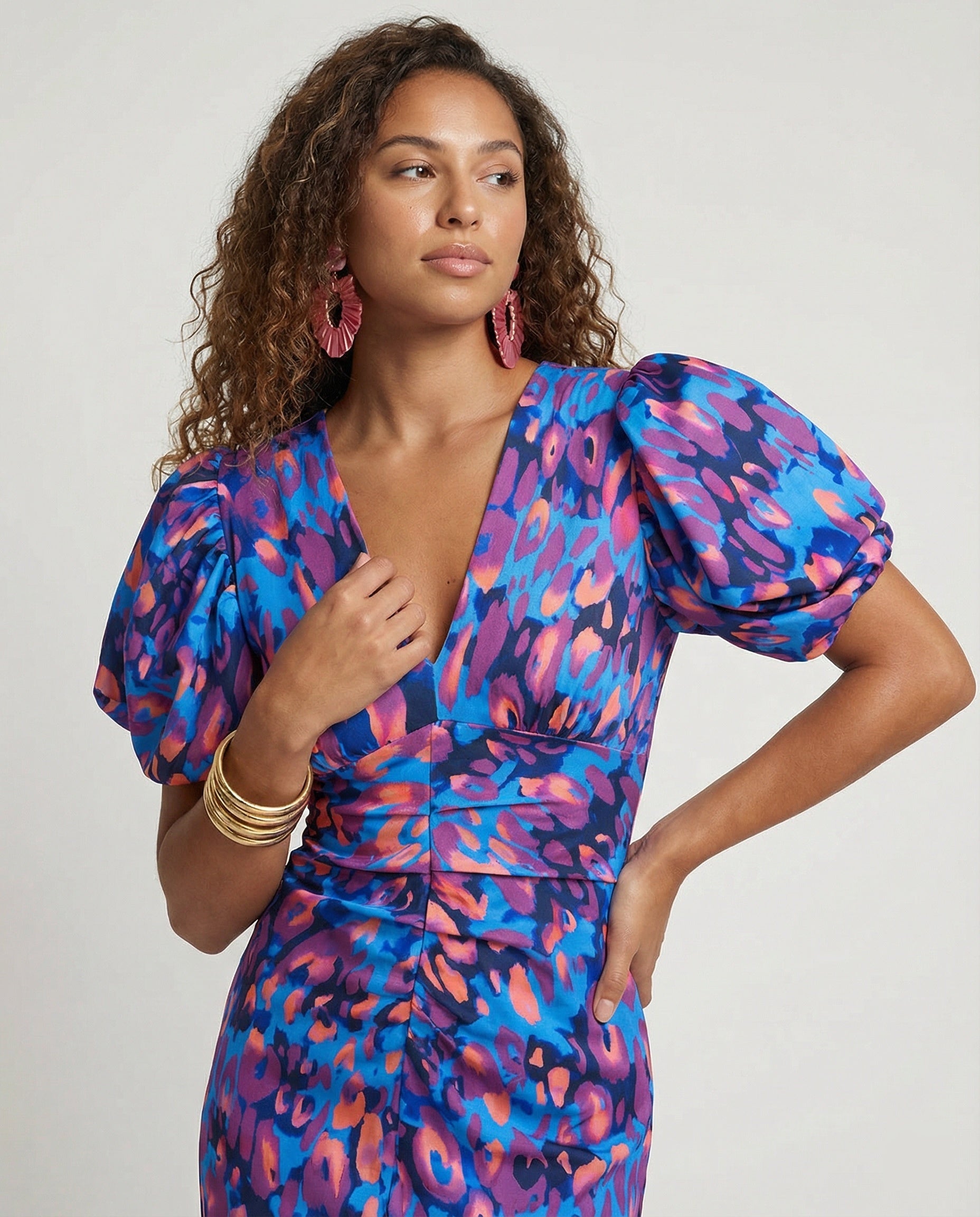 Women's evening dress with voluminous puff sleeves-https://detail.1688.com/offer/934051484863.html-Calm Wears-Blue-S-Calm Wears