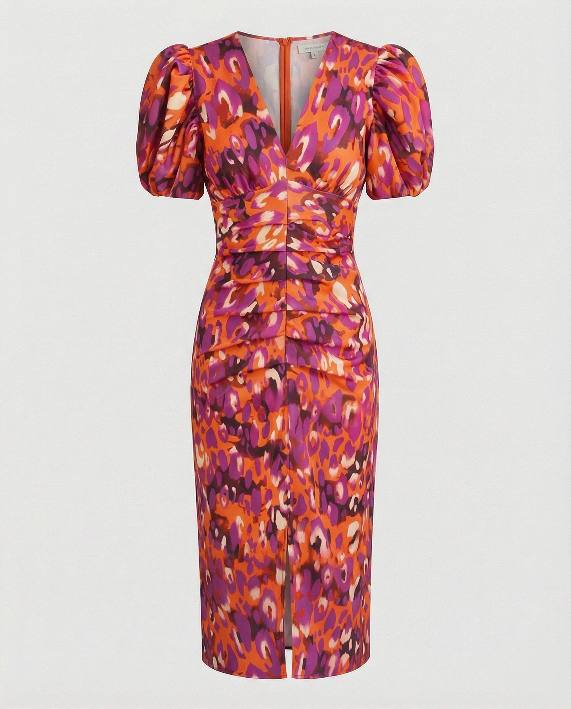 Women's evening dress with voluminous puff sleeves-https://detail.1688.com/offer/934051484863.html-Calm Wears-Orange-S-Calm Wears