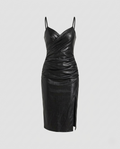 Women's fitted leather dress with slit-https://detail.1688.com/offer/680109024880.html-Calm Wears-Black-S-Calm Wears