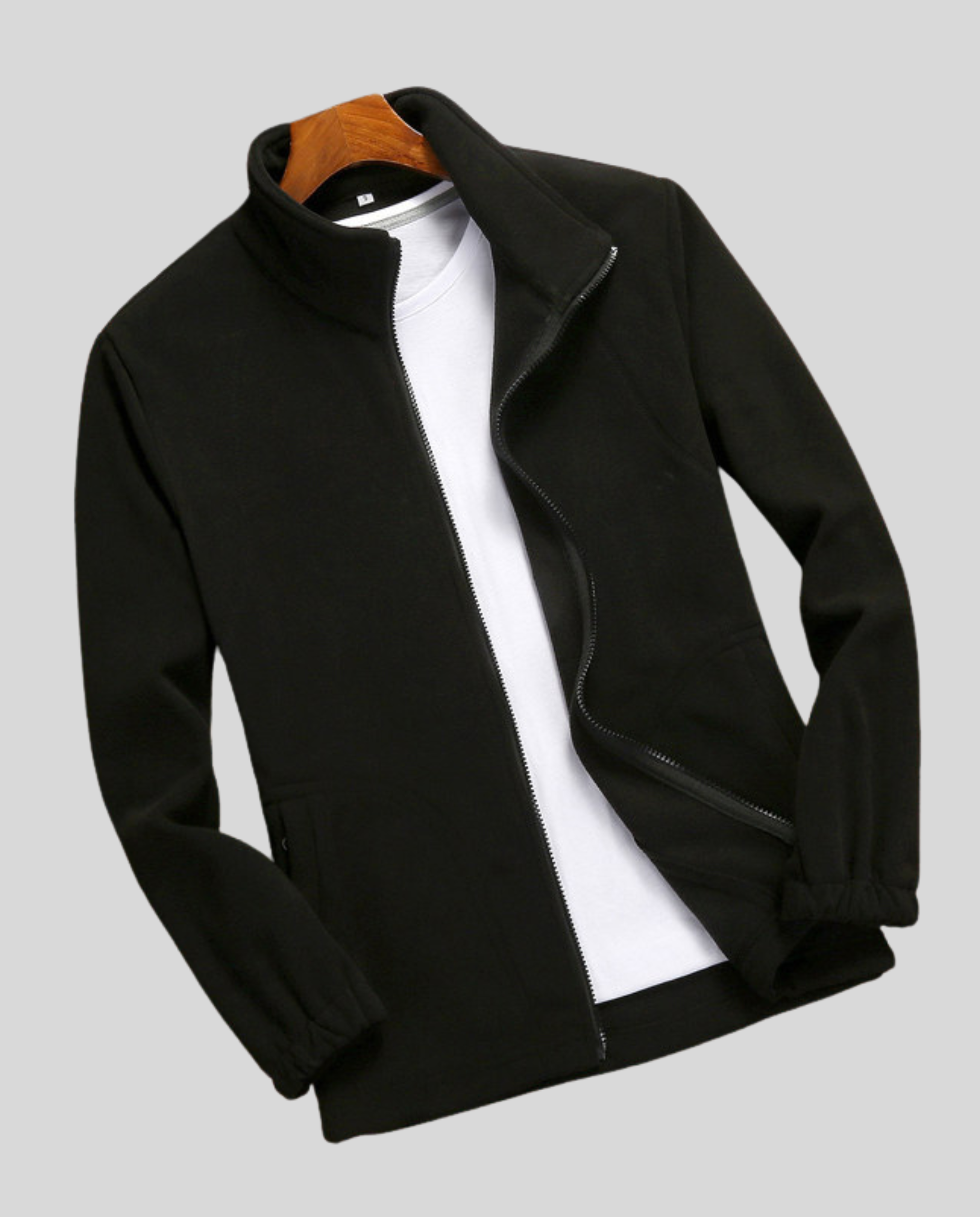 Women's Fleece Jacket Stand Collar-carro-moda-uk20250227-Calm Wears-Black-XS-Calm Wears