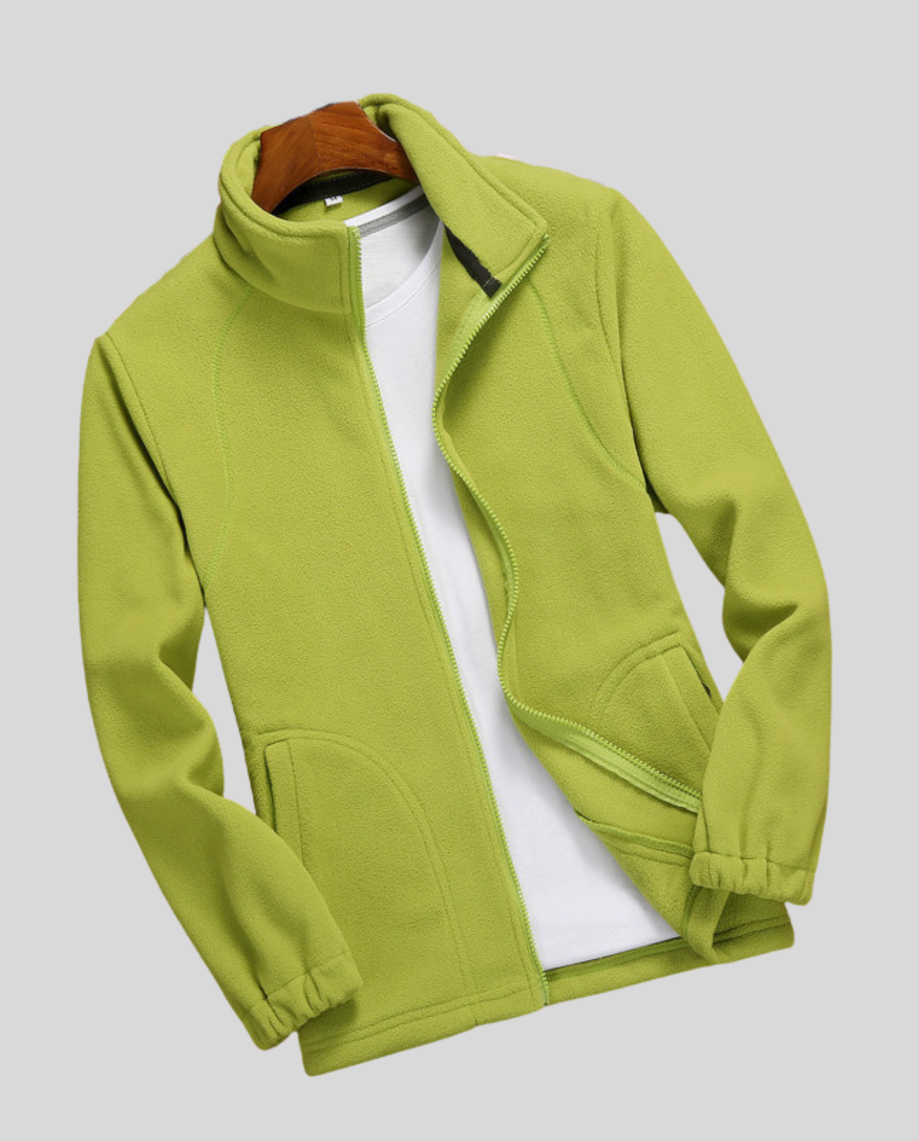 Women's Fleece Jacket Stand Collar-carro-moda-uk20250227-Calm Wears-Bright Green-XS-Calm Wears