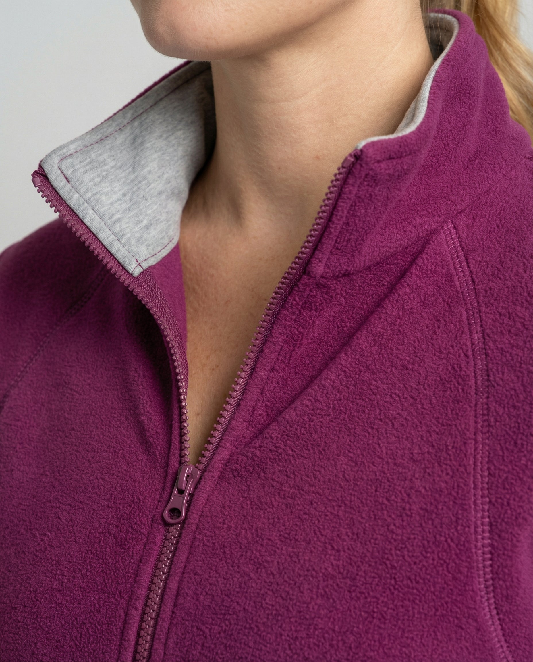 Women's Fleece Jacket Stand Collar-carro-moda-uk20250227-Calm Wears-Fuchsia-XS-Calm Wears