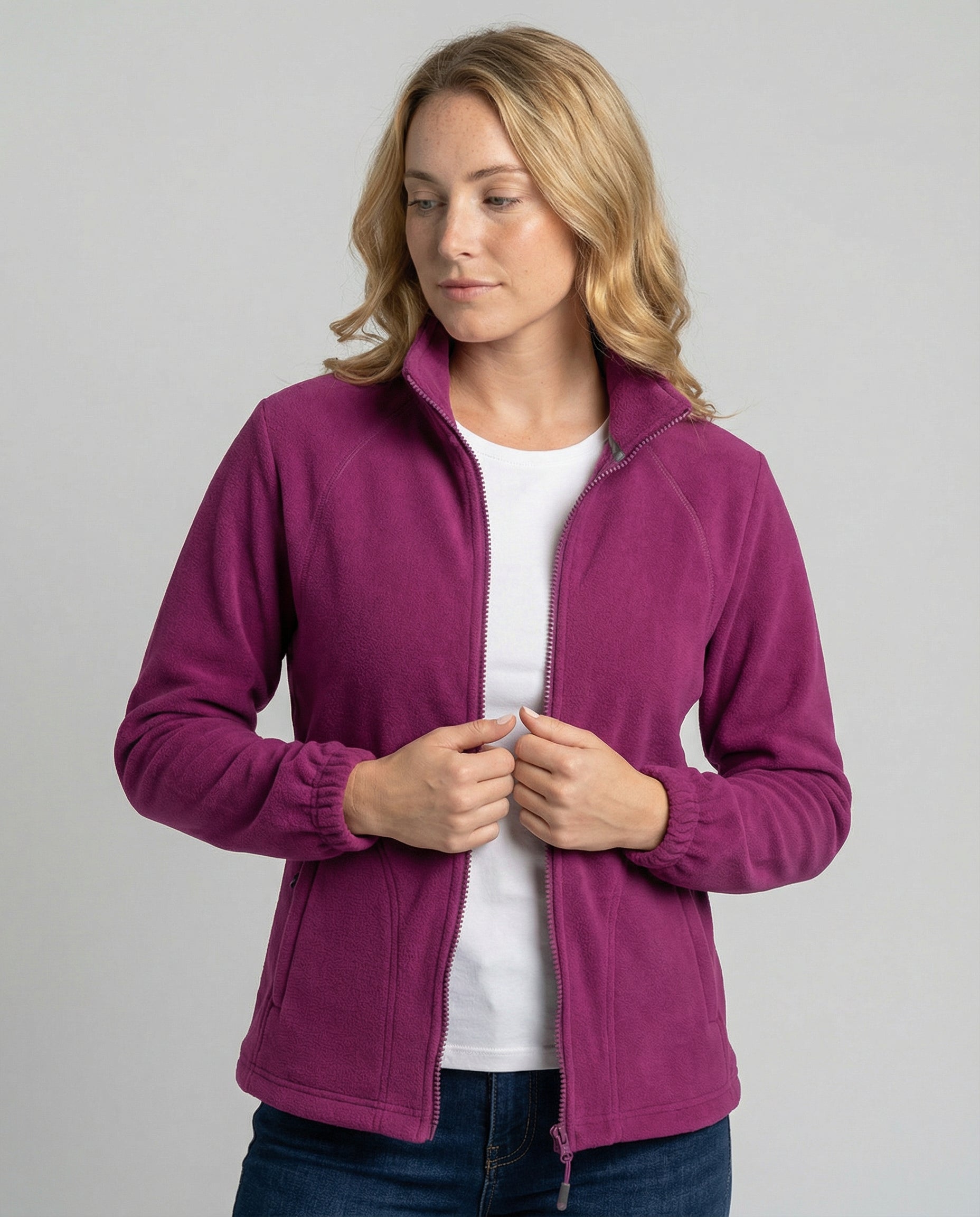 Women's Fleece Jacket Stand Collar-carro-moda-uk20250227-Calm Wears-Fuchsia-XS-Calm Wears