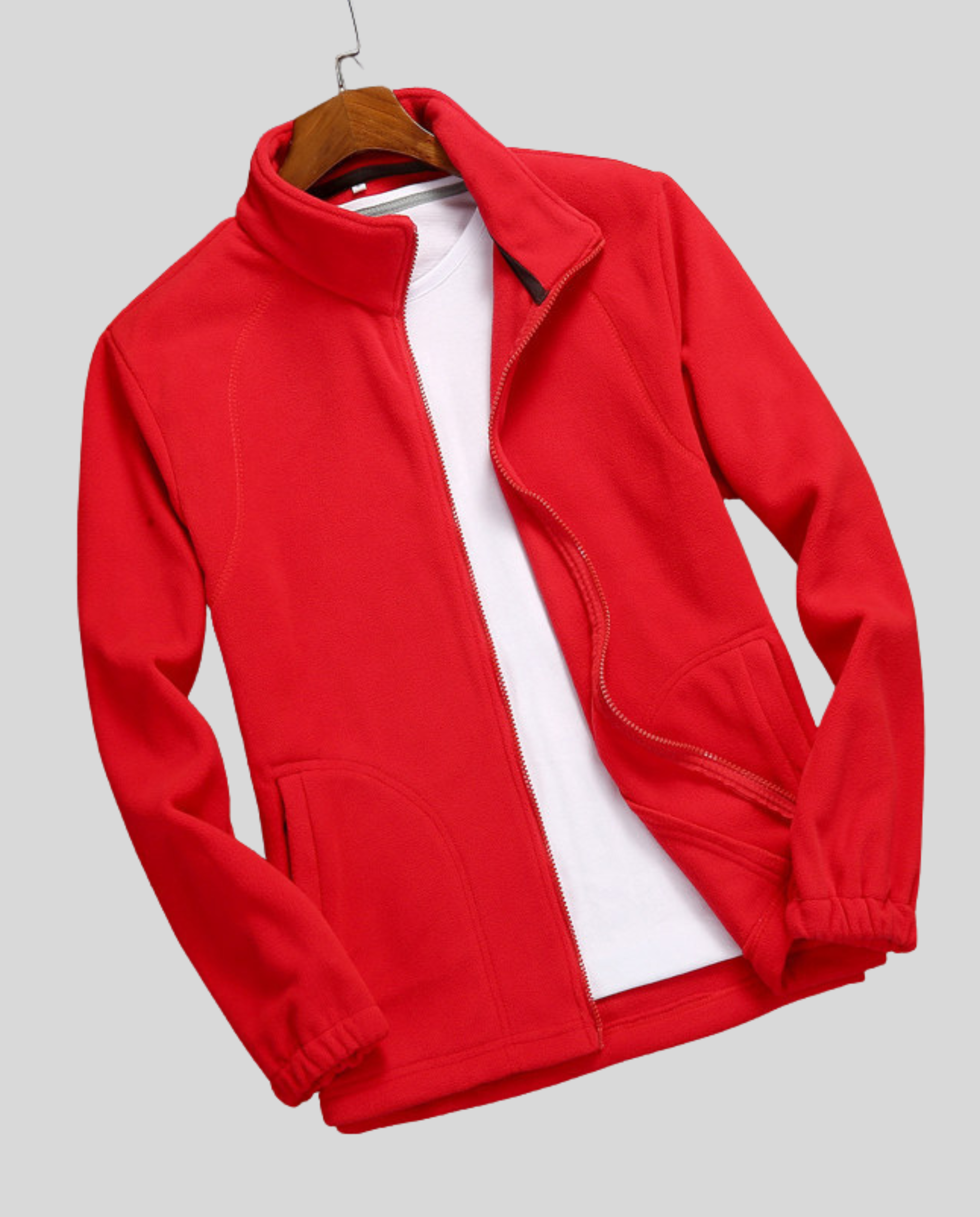 Women's Fleece Jacket Stand Collar-carro-moda-uk20250227-Calm Wears-Red-XS-Calm Wears