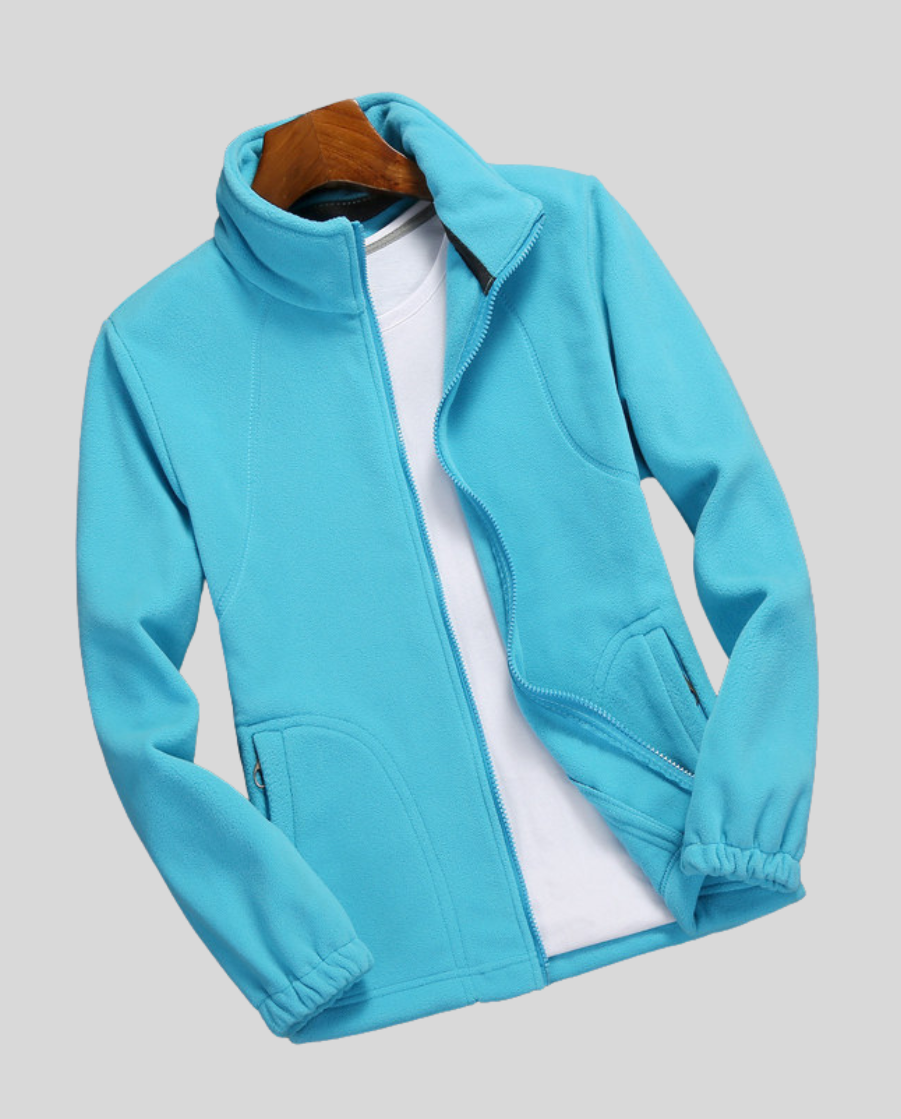 Women's Fleece Jacket Stand Collar-carro-moda-uk20250227-Calm Wears-Sky blue-XS-Calm Wears