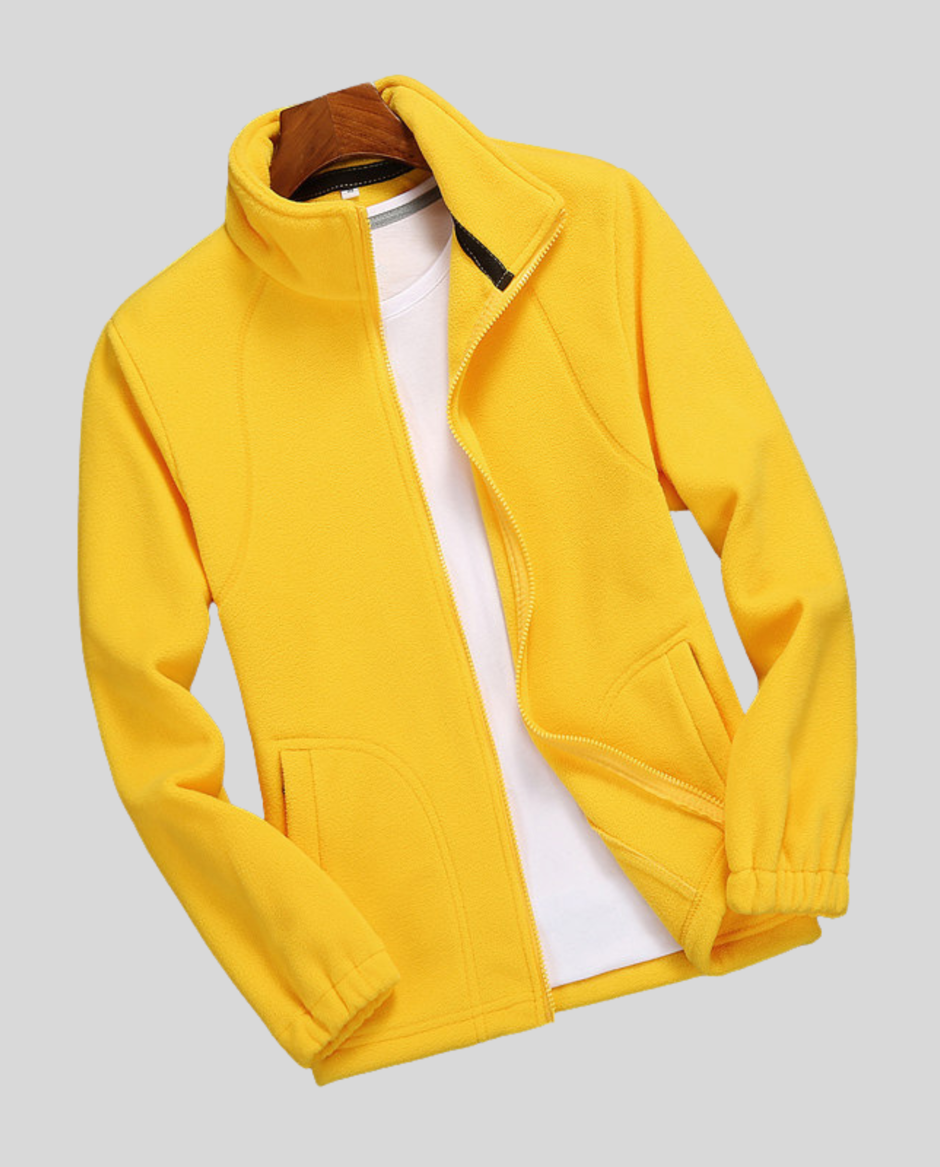Women's Fleece Jacket Stand Collar-carro-moda-uk20250227-Calm Wears-Yellow-XS-Calm Wears