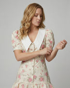 Women's floral dress with puff sleeves-https://detail.1688.com/offer/940043259505.html-Calm Wears-Pink-S-Calm Wears