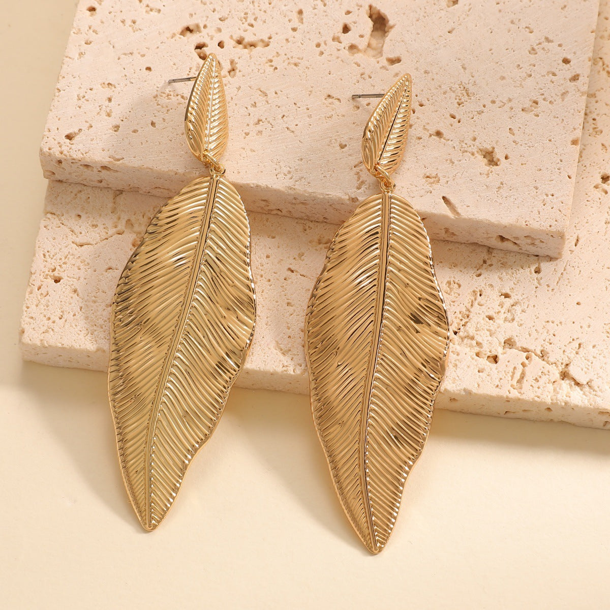 Women's Hanging Earrings in Elegant Leaf Design Calm Wears-https://detail.1688.com/offer/1027266990008.html-Calm Wears-Gold-Calm Wears