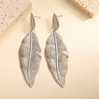 Women's Hanging Earrings in Elegant Leaf Design Calm Wears-https://detail.1688.com/offer/1027266990008.html-Calm Wears-Silver-Calm Wears