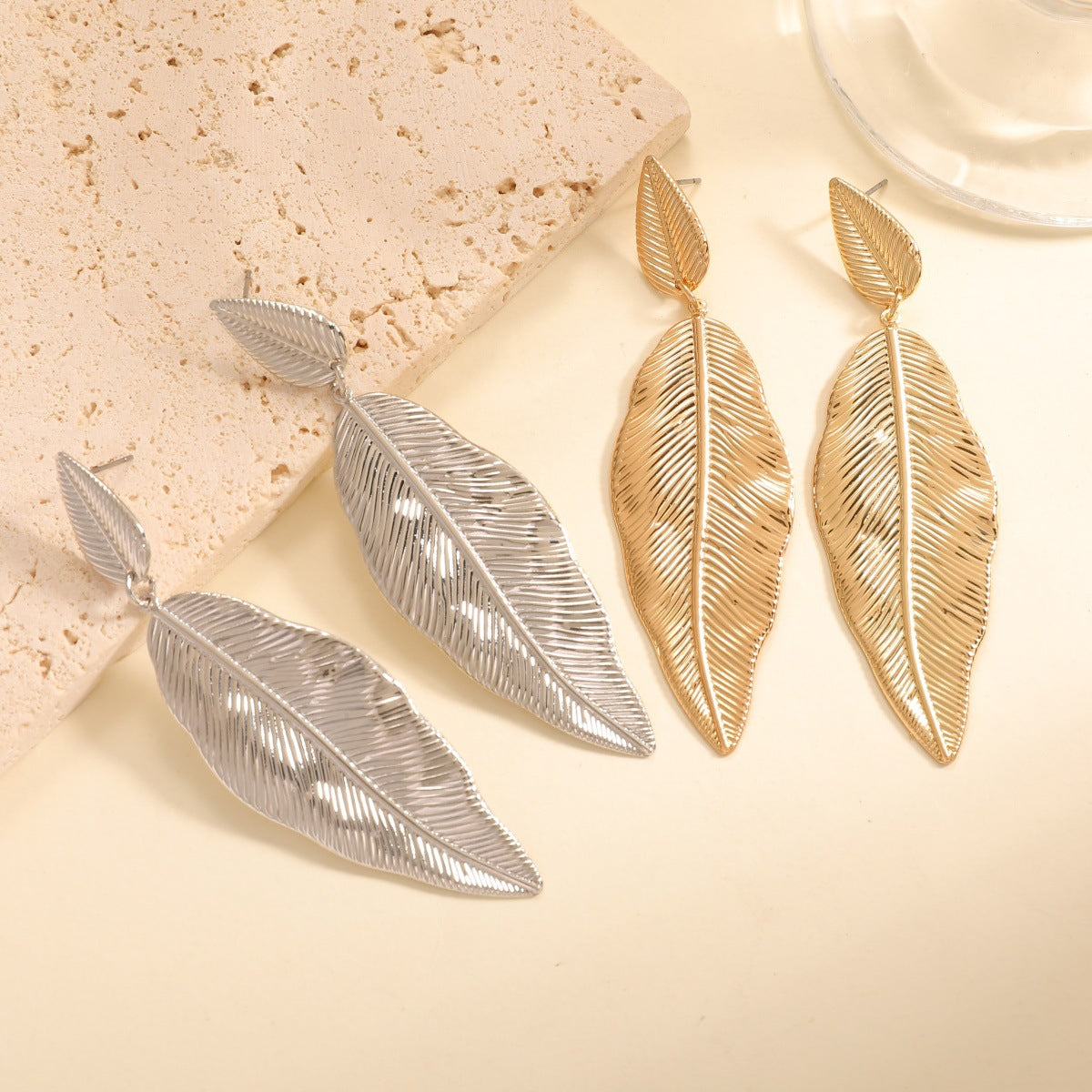 Women's Hanging Earrings in Elegant Leaf Design Calm Wears-https://detail.1688.com/offer/1027266990008.html-Calm Wears-Silver-Calm Wears