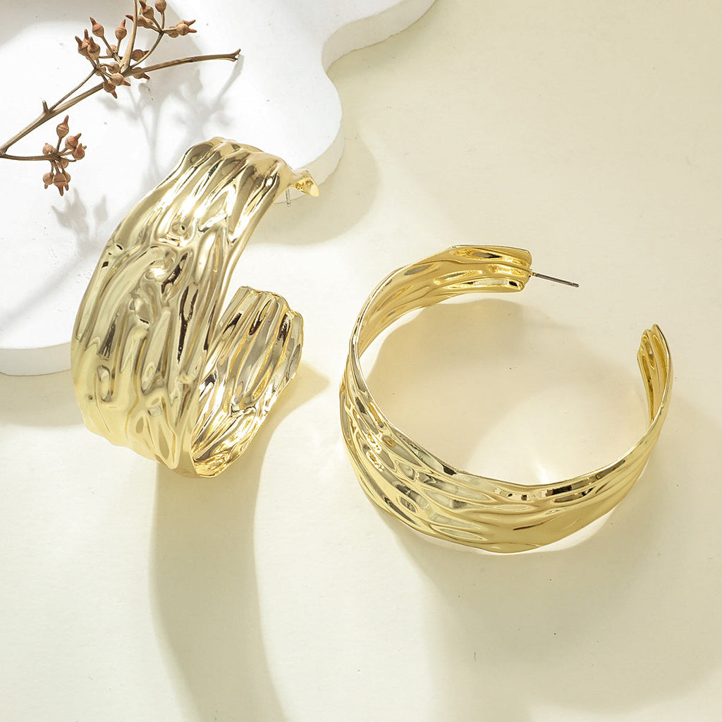 Women's Hanging Earrings in Elegant Wave Pattern Calm Wears-https://detail.1688.com/offer/910787278302.html-Calm Wears-Gold yellow-Calm Wears