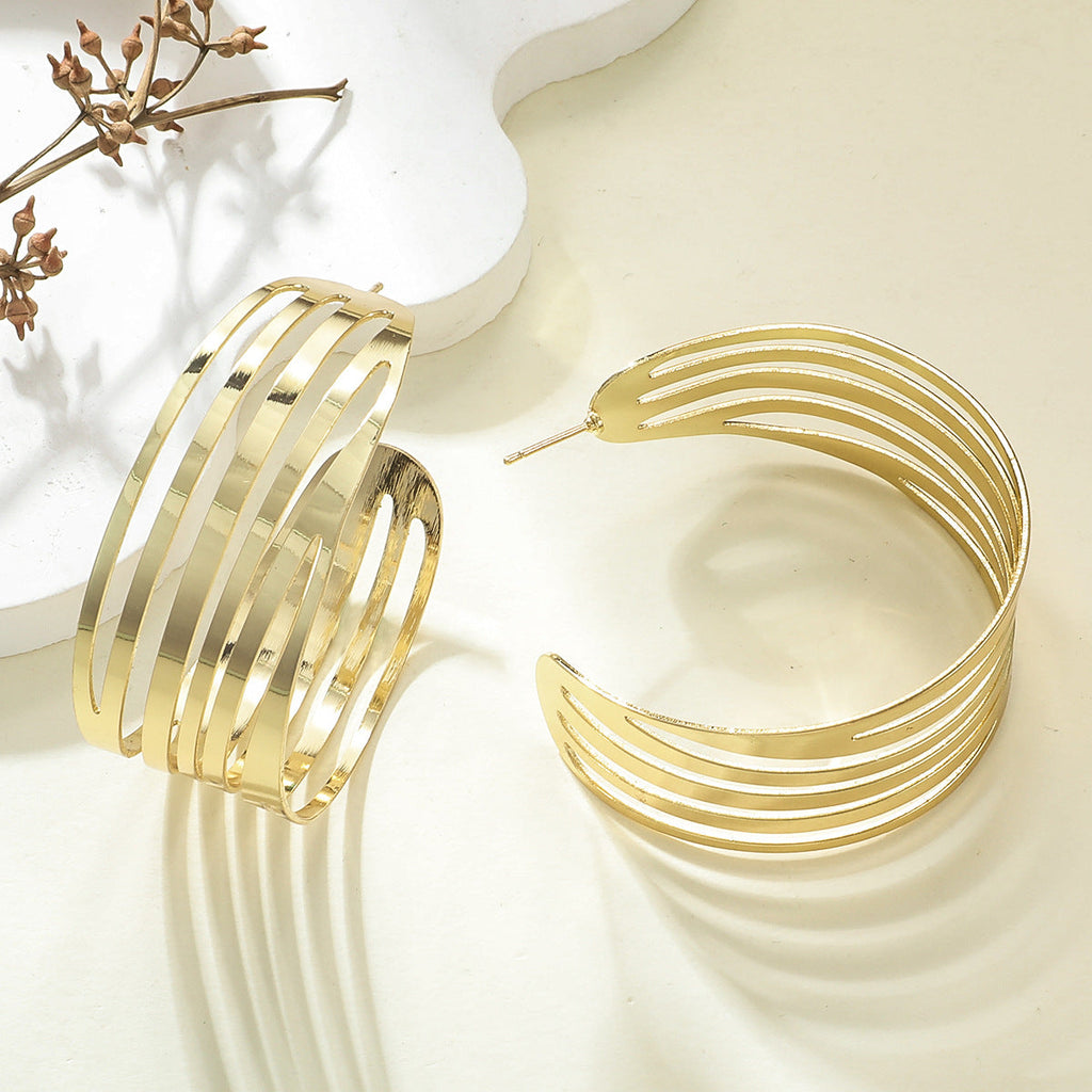 Women's Hanging Earrings in Elegant Wave Pattern Calm Wears-https://detail.1688.com/offer/910787278302.html-Calm Wears-Gold yellow-Calm Wears