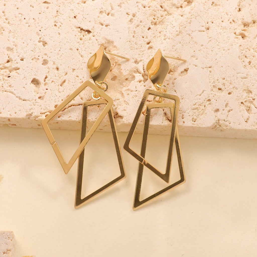 Women's Hanging Earrings in Modern Geometric Design Calm Wears-https://detail.1688.com/offer/992308670226.html-Calm Wears-Gold-Calm Wears