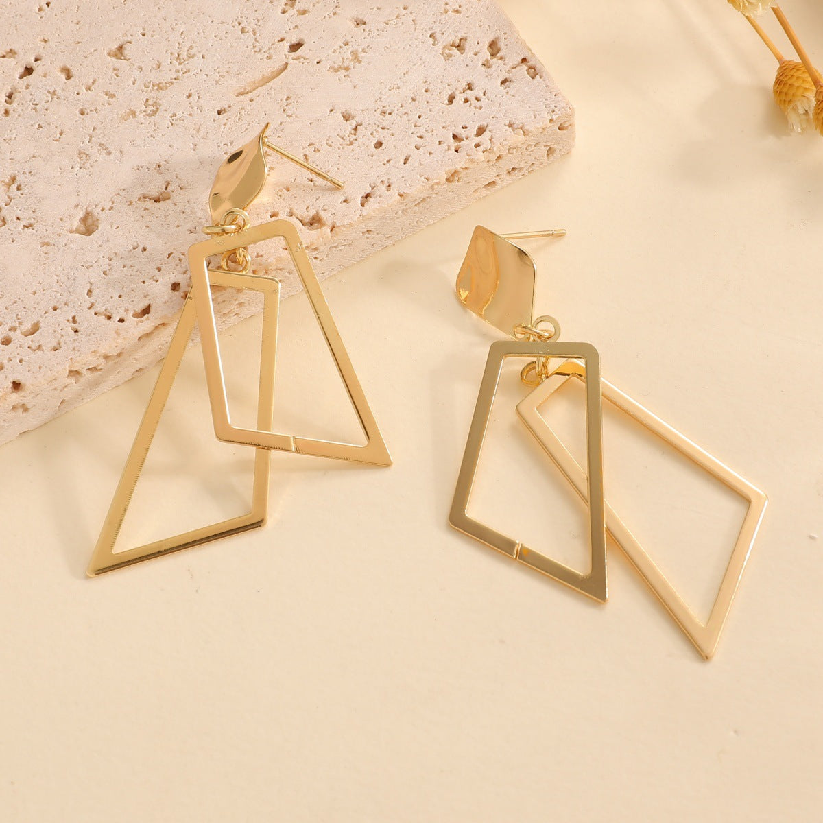 Women's Hanging Earrings in Modern Geometric Design Calm Wears-https://detail.1688.com/offer/992308670226.html-Calm Wears-Gold-Calm Wears