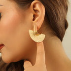 Women's Hanging Earrings with Artistic, Textured Design Calm Wears-https://detail.1688.com/offer/745355601481.html-Calm Wears-Earrings-Calm Wears