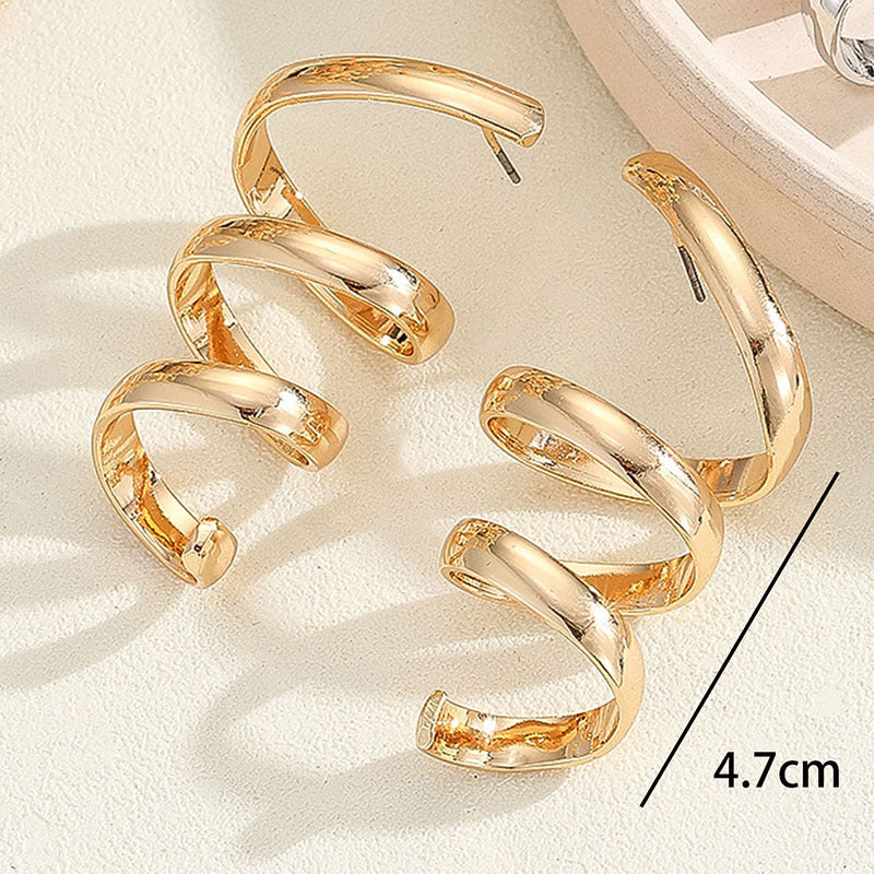 Women's Hanging Earrings with Elegant, Curved Design Calm Wears-https://detail.1688.com/offer/762231280423.html-Calm Wears-Gold-Calm Wears