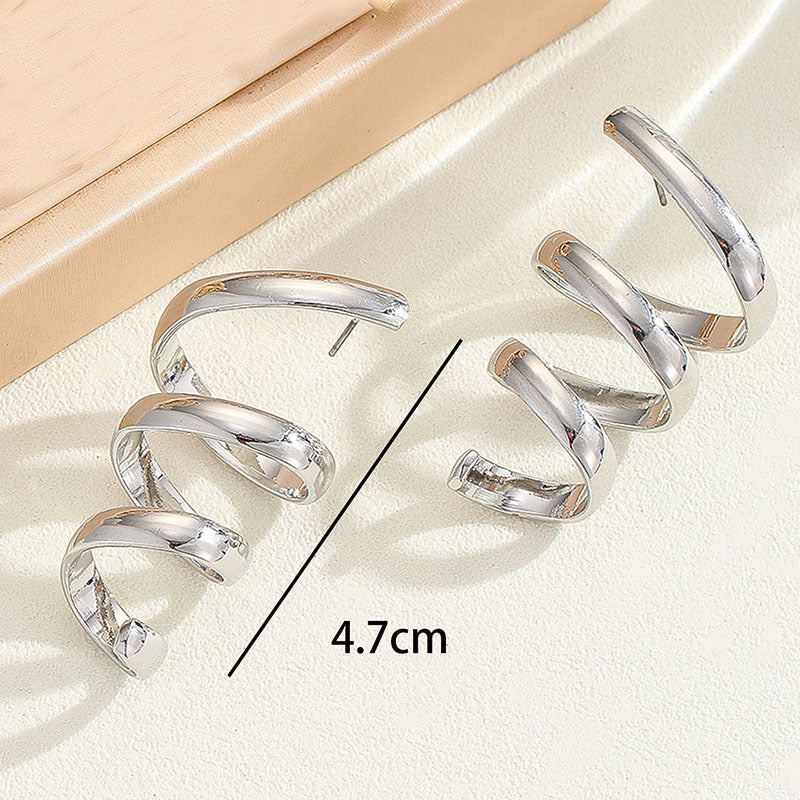 Women's Hanging Earrings with Elegant, Curved Design Calm Wears-https://detail.1688.com/offer/762231280423.html-Calm Wears-Silver-Calm Wears
