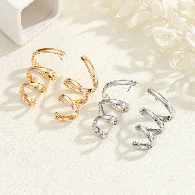 Women's Hanging Earrings with Elegant, Curved Design Calm Wears-https://detail.1688.com/offer/762231280423.html-Calm Wears-Silver-Calm Wears