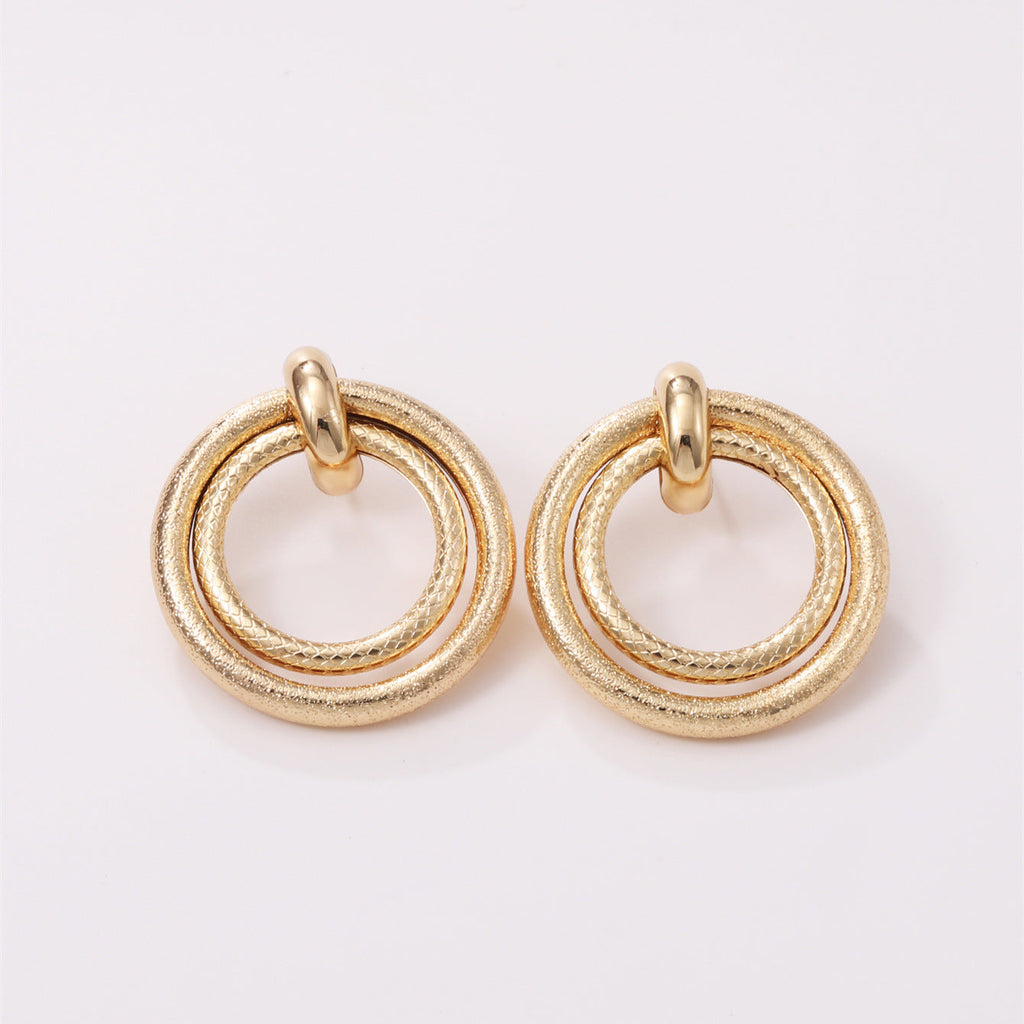Women's Hanging Earrings with Elegant, Curved Ring Design Calm Wears-https://detail.1688.com/offer/850507767920.html-Calm Wears-Imitation gold-Calm Wears