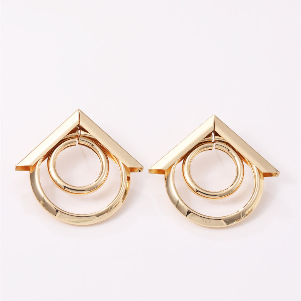 Women's Hanging Earrings with Elegant, Curved Ring Design Calm Wears-https://detail.1688.com/offer/850507767920.html-Calm Wears-Imitation gold-Calm Wears