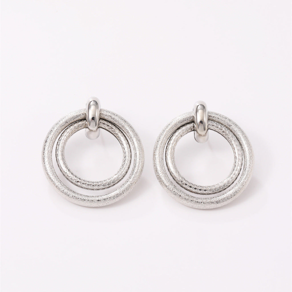 Women's Hanging Earrings with Elegant, Curved Ring Design Calm Wears-https://detail.1688.com/offer/850507767920.html-Calm Wears-Imitation gold-Calm Wears