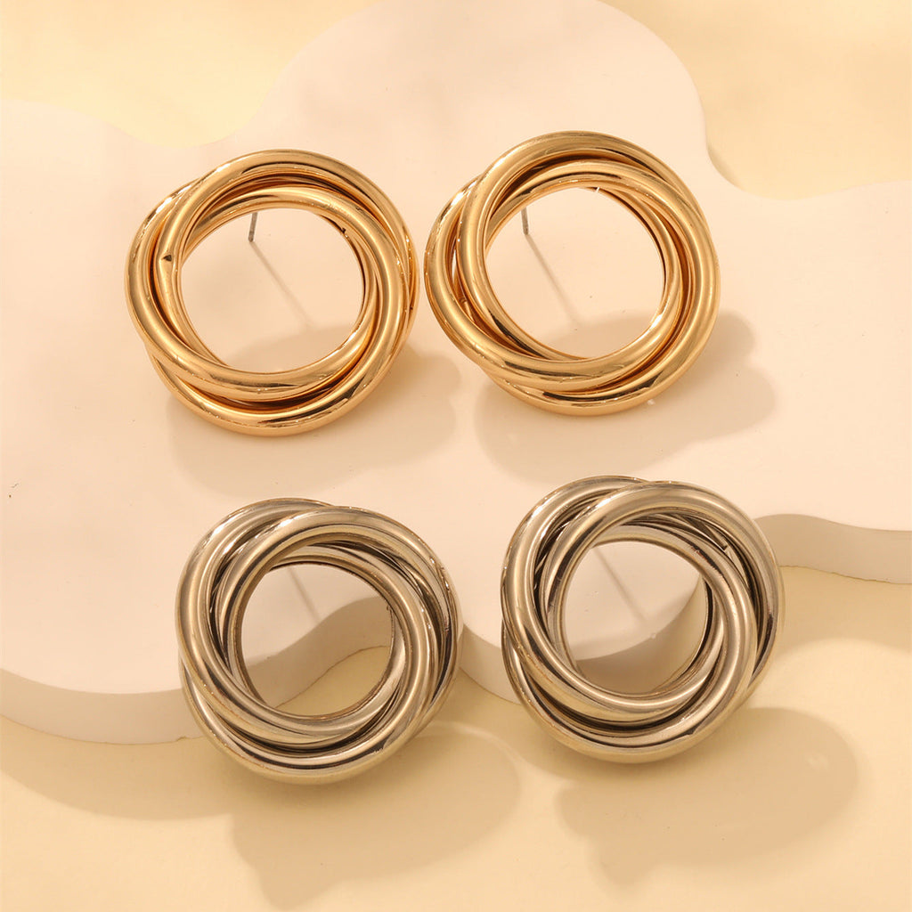 Women's Hanging Earrings with Elegant, Curved Ring Design Calm Wears-https://detail.1688.com/offer/850507767920.html-Calm Wears-Imitation gold-Calm Wears