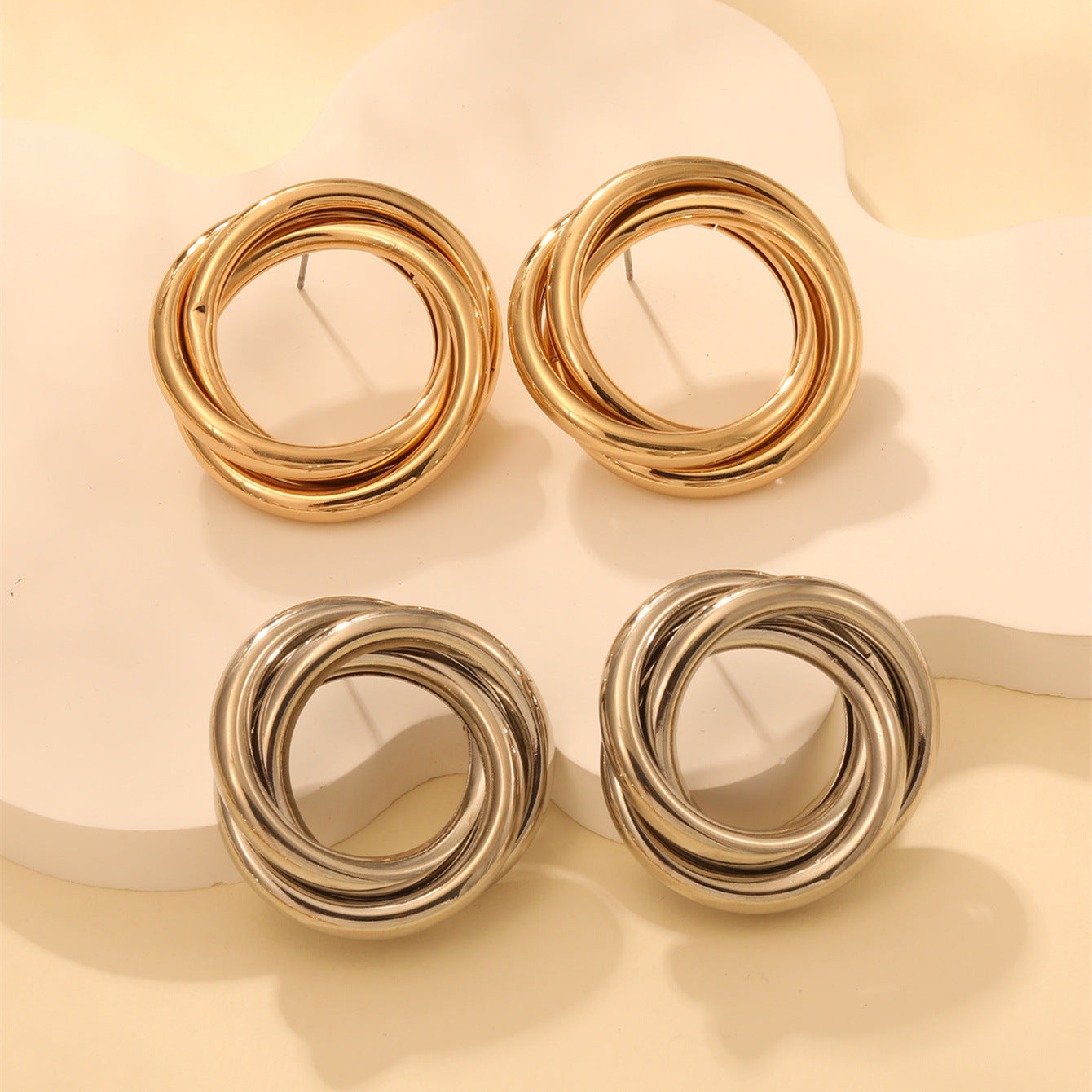 Women's Hanging Earrings with Elegant, Curved Ring Design Calm Wears-https://detail.1688.com/offer/850507767920.html-Calm Wears-Imitation gold-Calm Wears