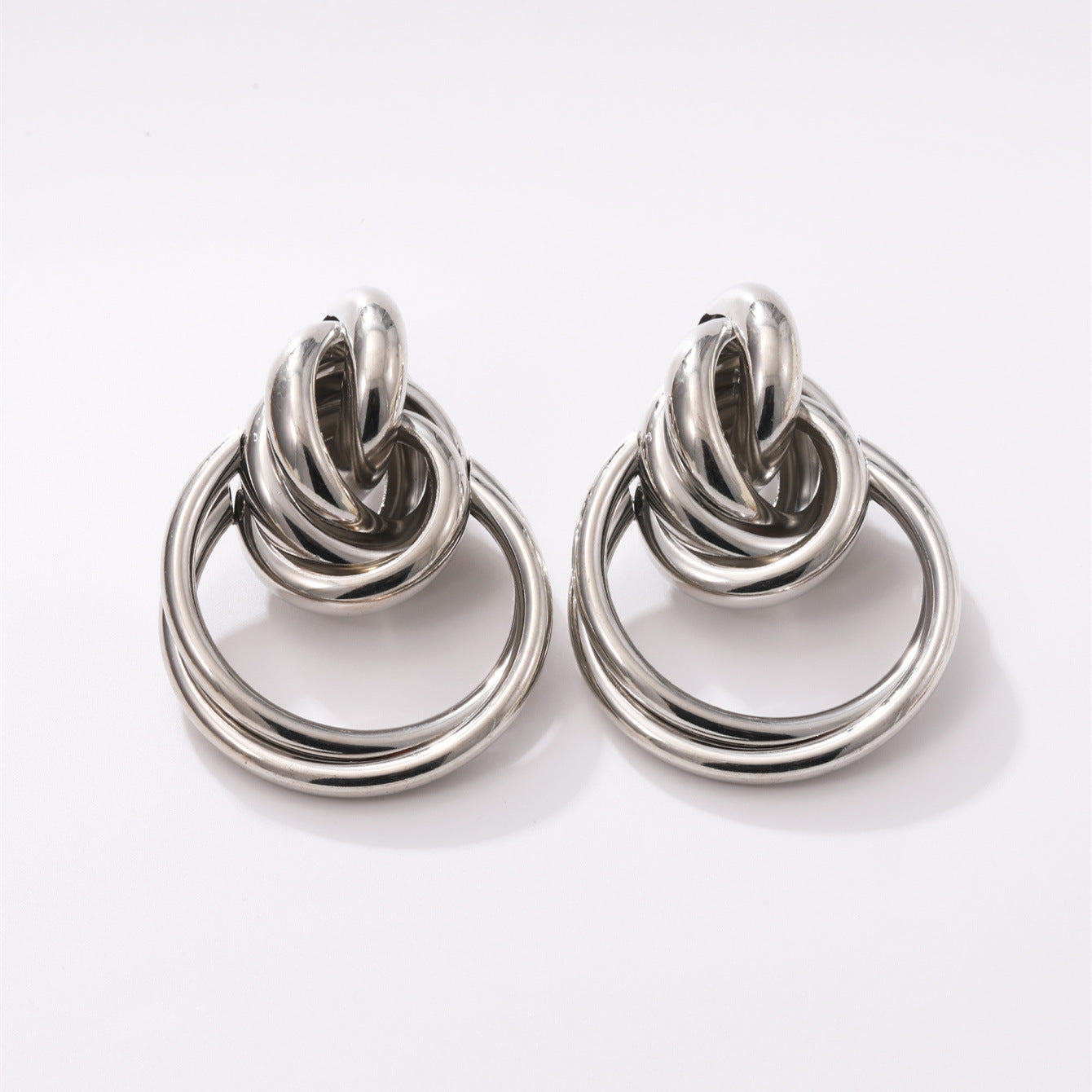 Women's Hanging Earrings with Elegant, Curved Ring Design Calm Wears-https://detail.1688.com/offer/850507767920.html-Calm Wears-Silver-Calm Wears