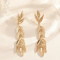 Women's Hanging Earrings with Elegant Leaf Design Calm Wears-https://detail.1688.com/offer/963159162290.html-Calm Wears-Gold-Calm Wears