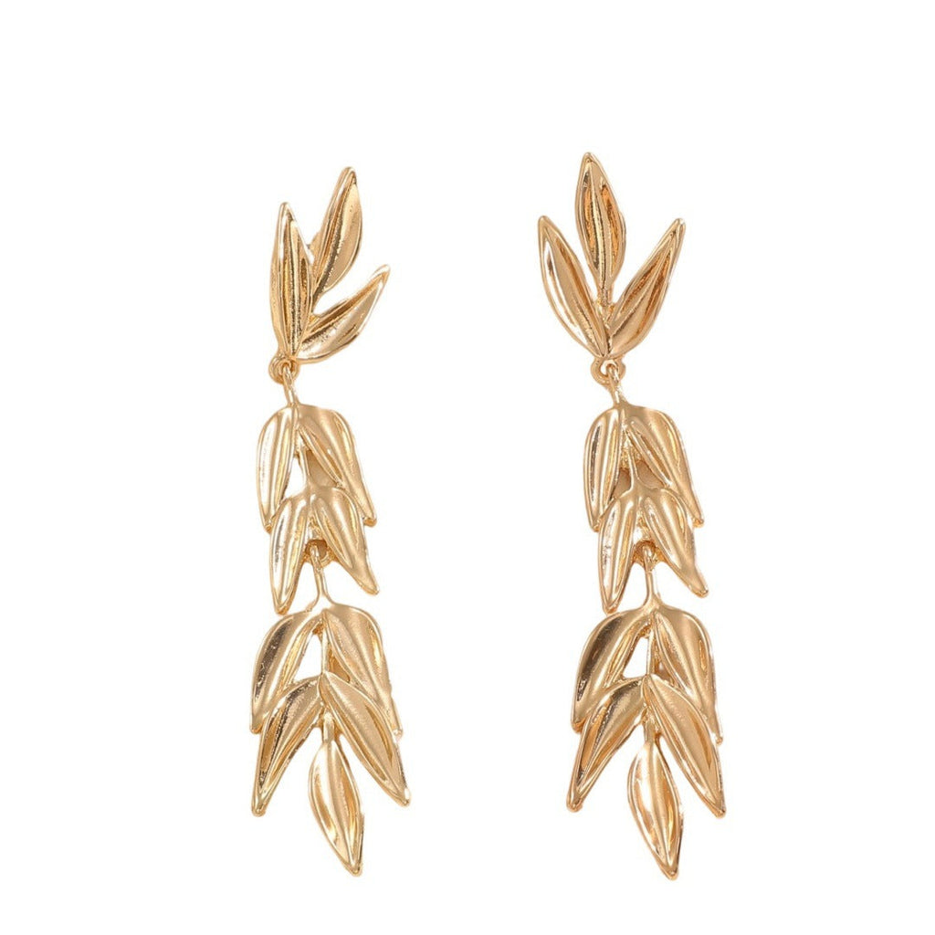 Women's Hanging Earrings with Elegant Leaf Design Calm Wears-https://detail.1688.com/offer/963159162290.html-Calm Wears-Gold-Calm Wears