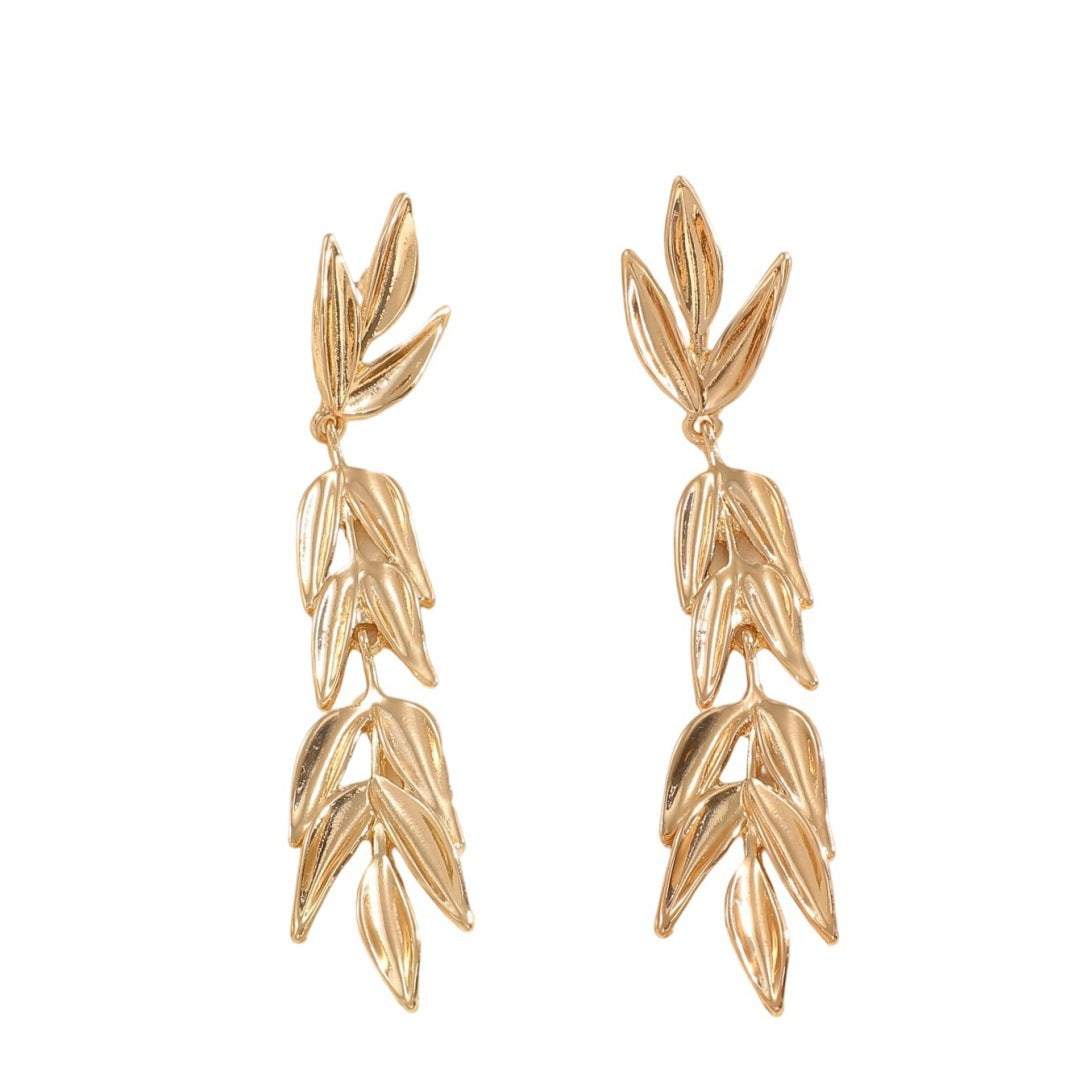 Women's Hanging Earrings with Elegant Leaf Design Calm Wears-https://detail.1688.com/offer/963159162290.html-Calm Wears-Gold-Calm Wears