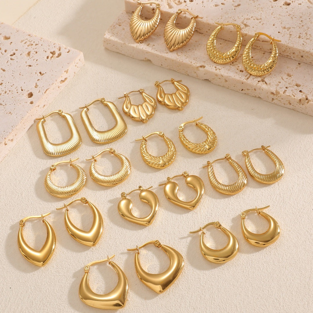 Women's Hanging Earrings with Integrated, Textured Design Calm Wears-https://detail.1688.com/offer/963215271049.html-Calm Wears-Style 10-Calm Wears