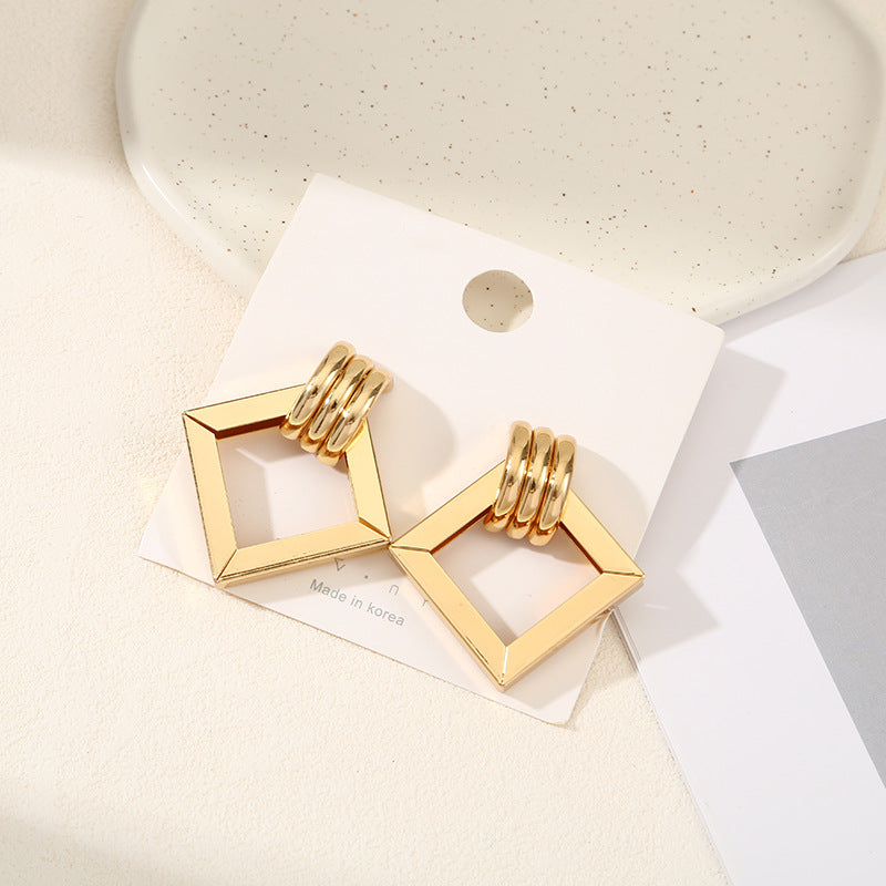 Women's Hanging Earrings with Square Design and Glossy Surface Calm Wears-https://detail.1688.com/offer/668558436645.html-Calm Wears-Calm Wears