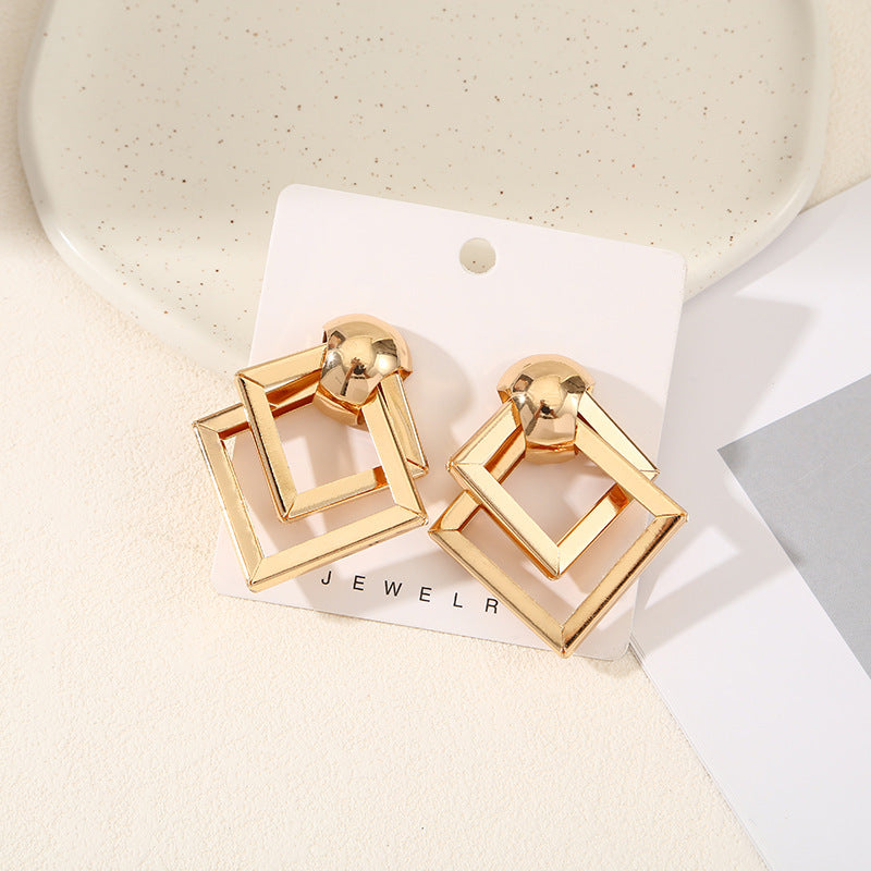 Women's Hanging Earrings with Square Design and Glossy Surface Calm Wears-https://detail.1688.com/offer/668558436645.html-Calm Wears-E-Calm Wears