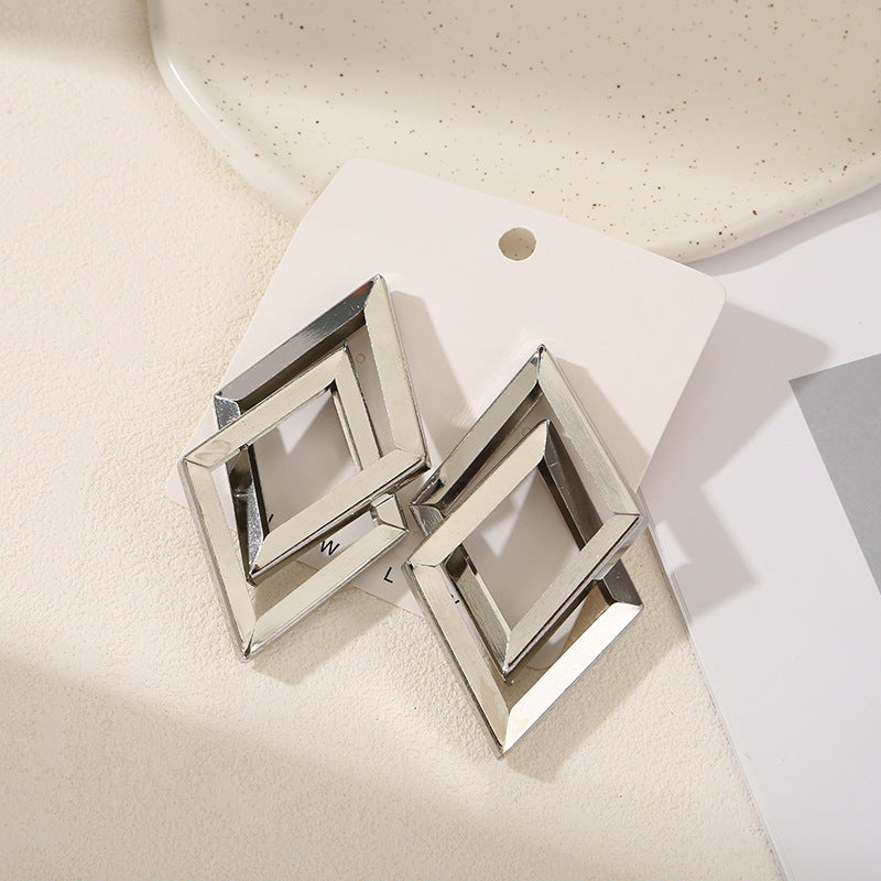 Women's Hanging Earrings with Square Design and Glossy Surface Calm Wears-https://detail.1688.com/offer/668558436645.html-Calm Wears-H-Calm Wears