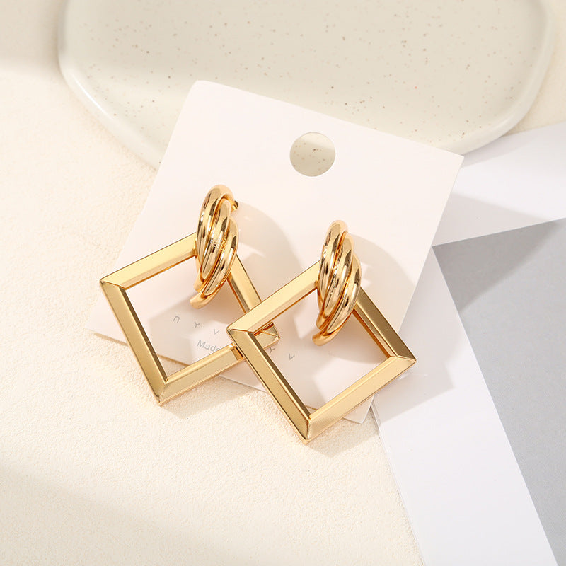 Women's Hanging Earrings with Square Design and Glossy Surface Calm Wears-https://detail.1688.com/offer/668558436645.html-Calm Wears-Style A-Calm Wears