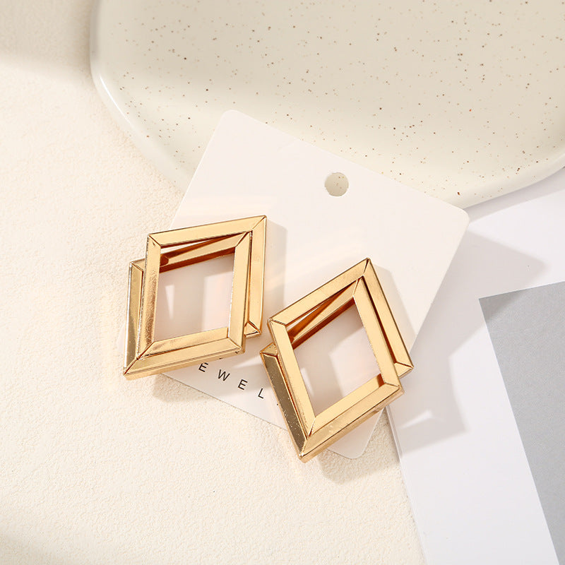 Women's Hanging Earrings with Square Design and Glossy Surface Calm Wears-https://detail.1688.com/offer/668558436645.html-Calm Wears-Unknown-Calm Wears
