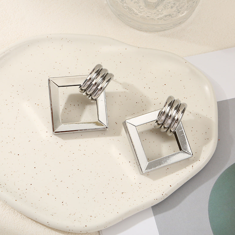 Women's Hanging Earrings with Square Design and Glossy Surface Calm Wears-https://detail.1688.com/offer/668558436645.html-Calm Wears-Unknown-Calm Wears
