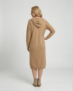 Women's hoodie dress made of soft knit material with button placket and hood-https://detail.1688.com/offer/964894328925.html-Calm Wears-Khaki-One size-Calm Wears