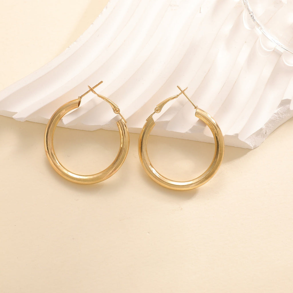 Women's hoop earrings made of high-quality stainless steel with elegant design Calm Wears-https://detail.1688.com/offer/991233995488.html-Calm Wears-3.5cm-Calm Wears