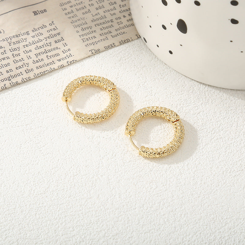 Women's hoop earrings with modern, textured design Calm Wears-https://detail.1688.com/offer/792942180545.html-Calm Wears-Gold-Calm Wears