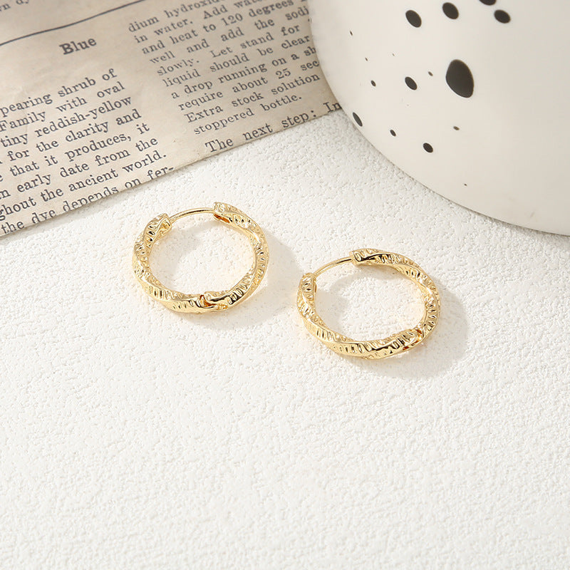 Women's hoop earrings with modern, textured design Calm Wears-https://detail.1688.com/offer/792942180545.html-Calm Wears-Gold-Calm Wears