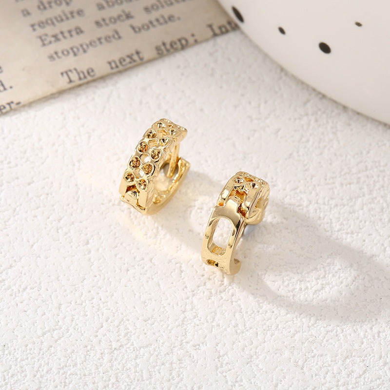 Women's hoop earrings with modern, textured design Calm Wears-https://detail.1688.com/offer/792942180545.html-Calm Wears-Gold-Calm Wears