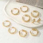 Women's hoop earrings with modern, textured design Calm Wears-https://detail.1688.com/offer/792942180545.html-Calm Wears-Gold-Calm Wears