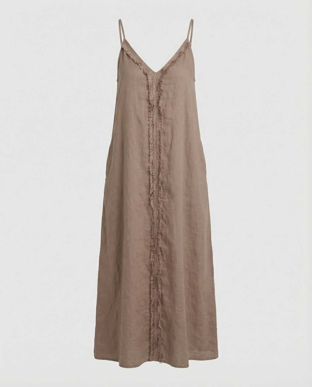 Women’s maxi dress with casual V-neckline and side pockets-https://detail.1688.com/offer/901617419630.html-Calm Wears-Braun-S-Calm Wears