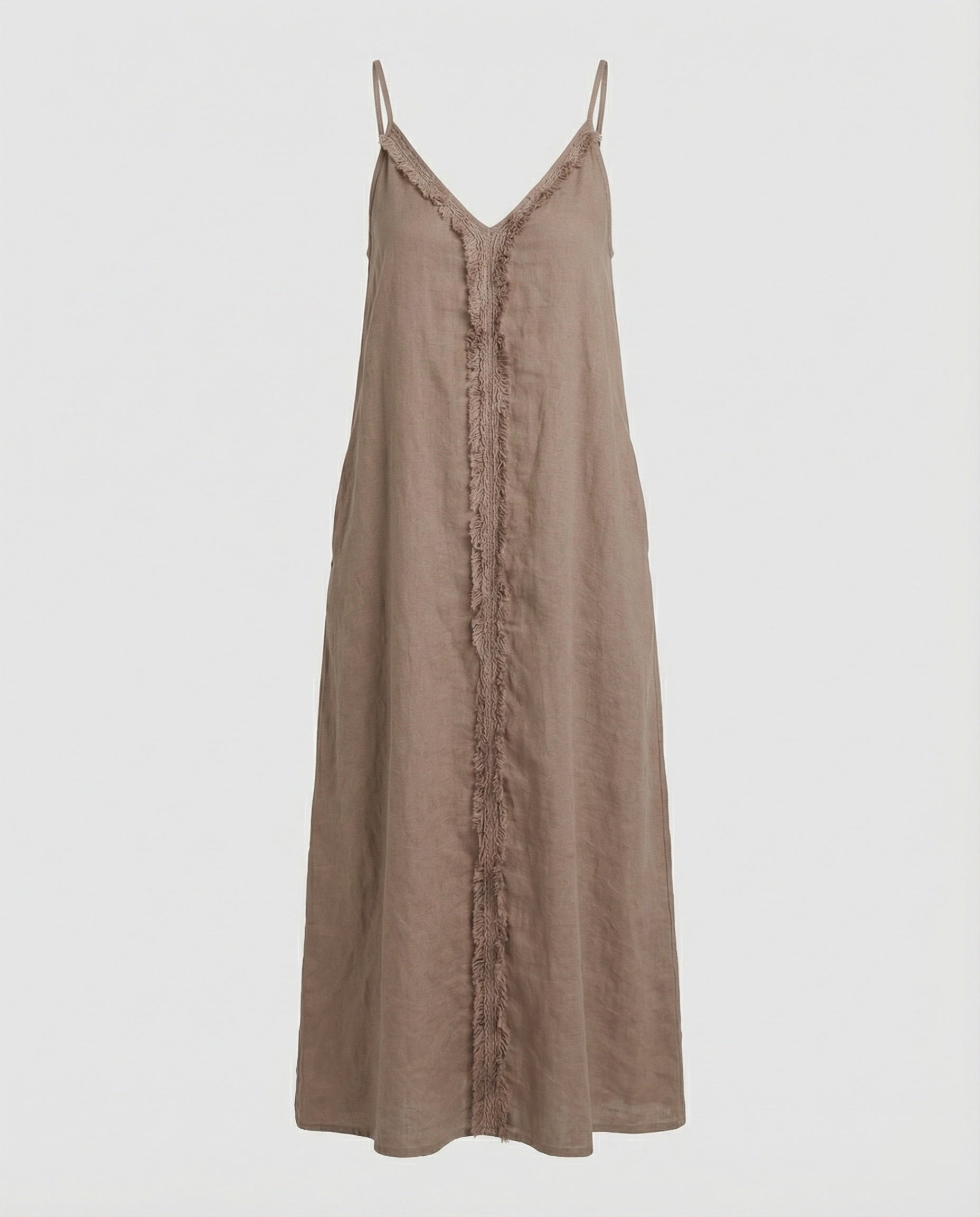 Women’s maxi dress with casual V-neckline and side pockets-https://detail.1688.com/offer/901617419630.html-Calm Wears-Braun-S-Calm Wears