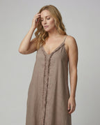 Women’s maxi dress with casual V-neckline and side pockets-https://detail.1688.com/offer/901617419630.html-Calm Wears-Braun-S-Calm Wears