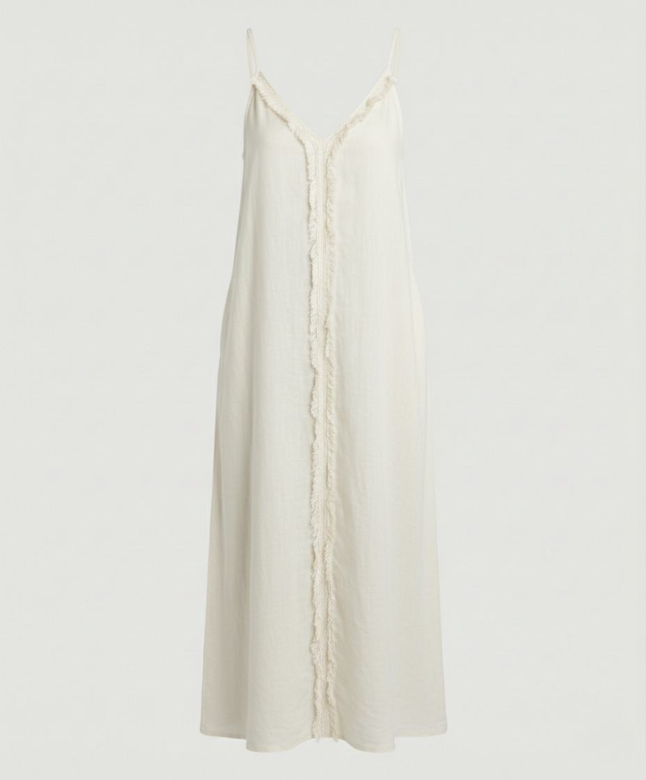 Women’s maxi dress with casual V-neckline and side pockets-https://detail.1688.com/offer/901617419630.html-Calm Wears-White-S-Calm Wears