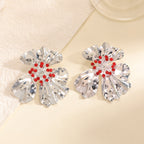 Women’s metal flower earrings with sparkling red accents Calm Wears-https://detail.1688.com/offer/1028446672901.html-Calm Wears-White-Calm Wears